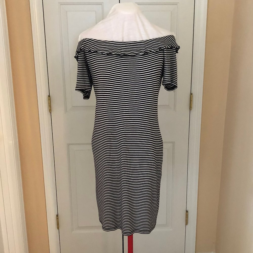 Striped Off The Shoulder Decree Dress XL